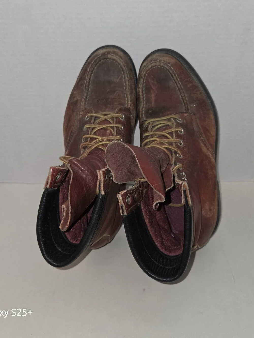 Vintage Red Wing 404 SuperSole Moc Toe Work Boots Brown Leather USA Men's 10.5